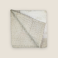 Kantha Bassinet Striped  Blanket | Green