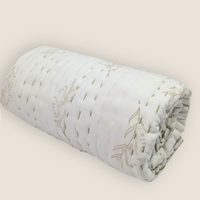 Kantha Bassinet Striped  Blanket | Green