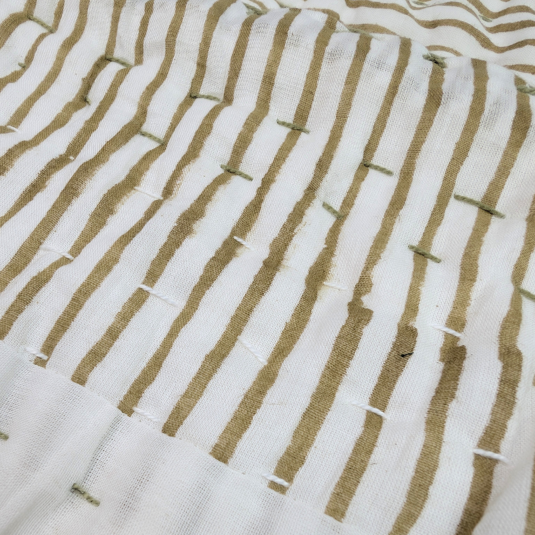 Kantha Bassinet Striped  Blanket | Green