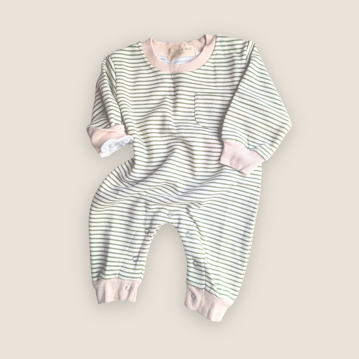 Striped Sweatshirt Romper | Green