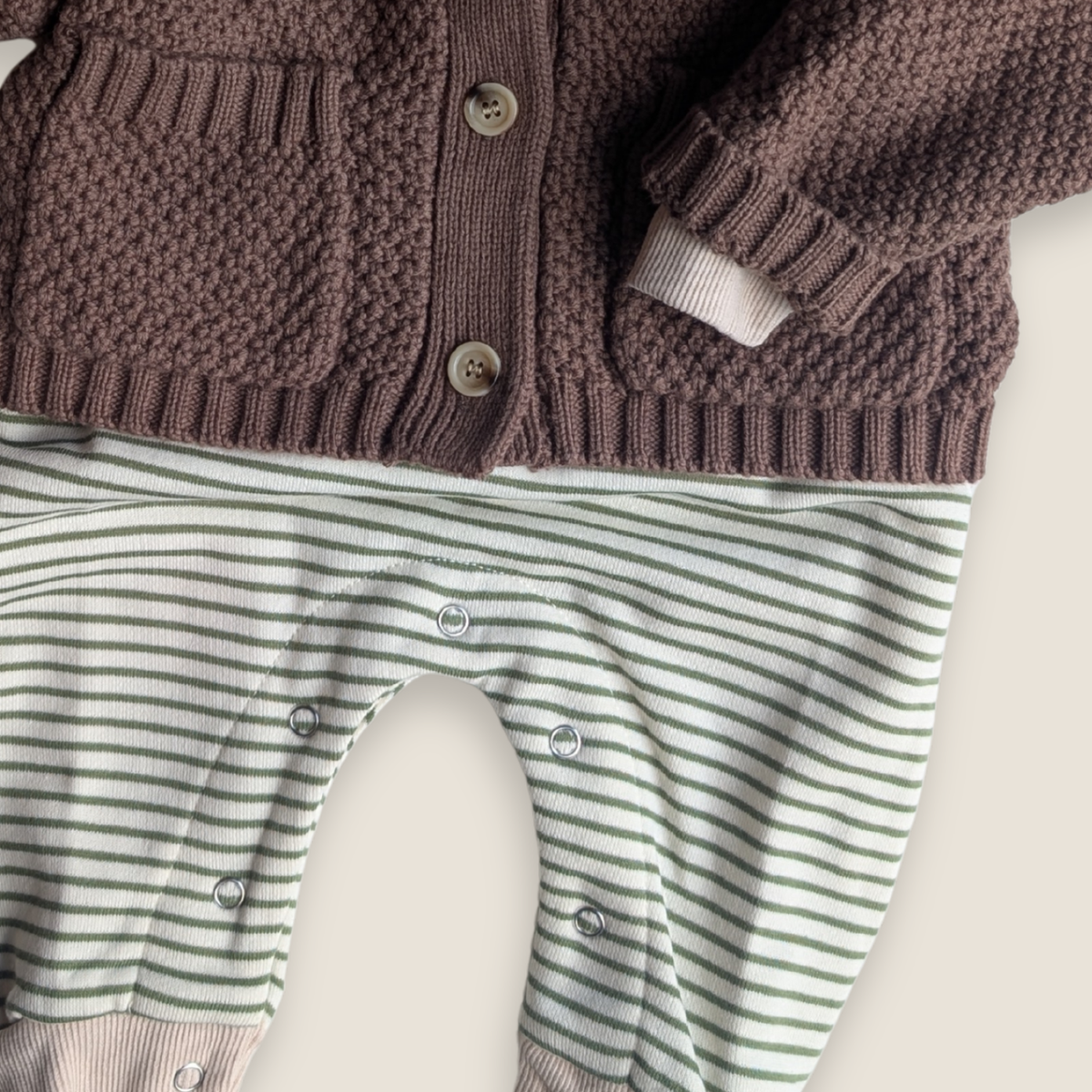 Striped Sweatshirt Romper | Green