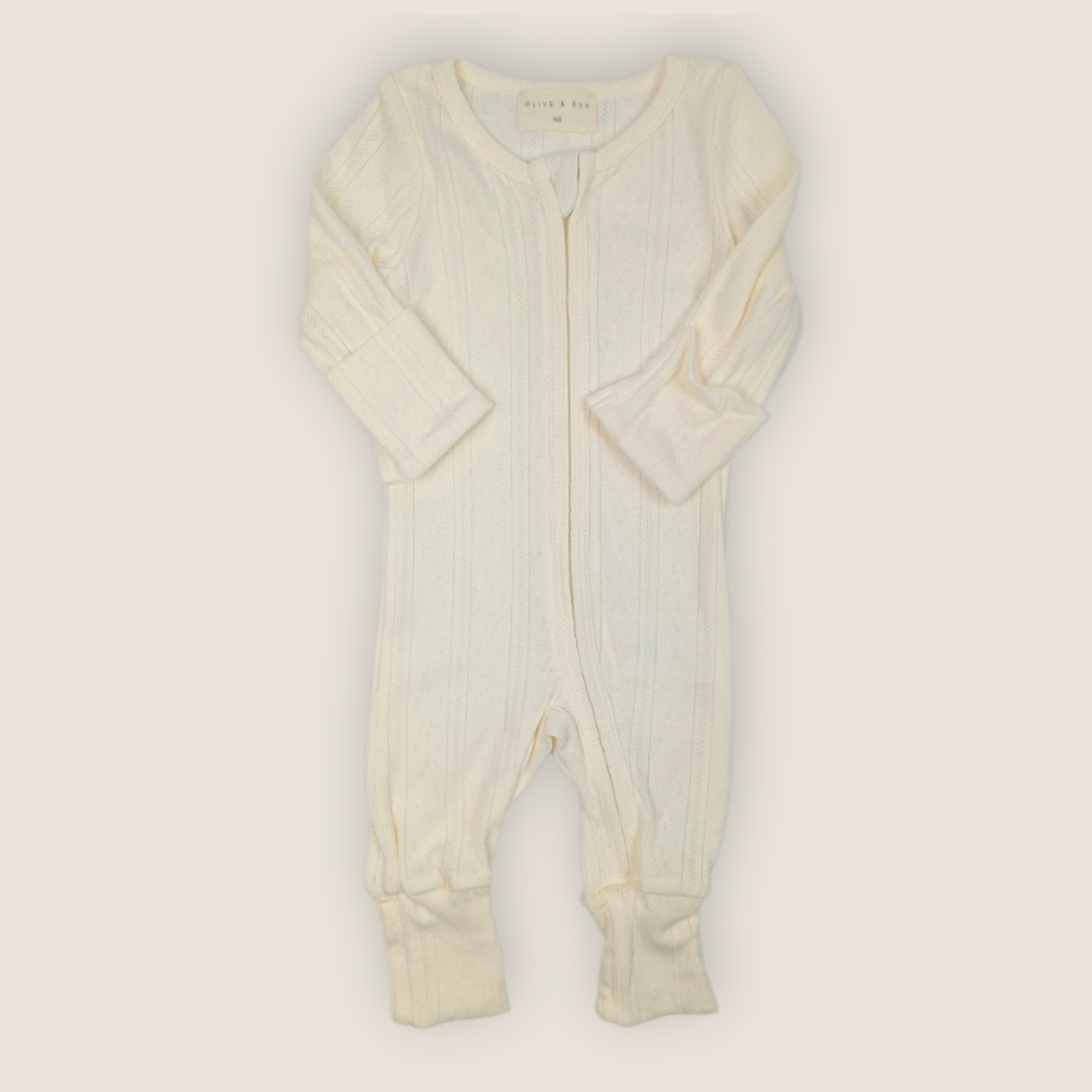 The Pointelle Sleepsuit | Off White