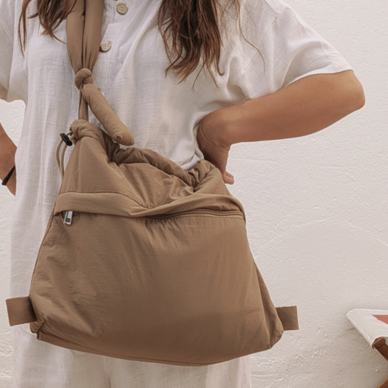 Puffer Tote Bag | Khaki