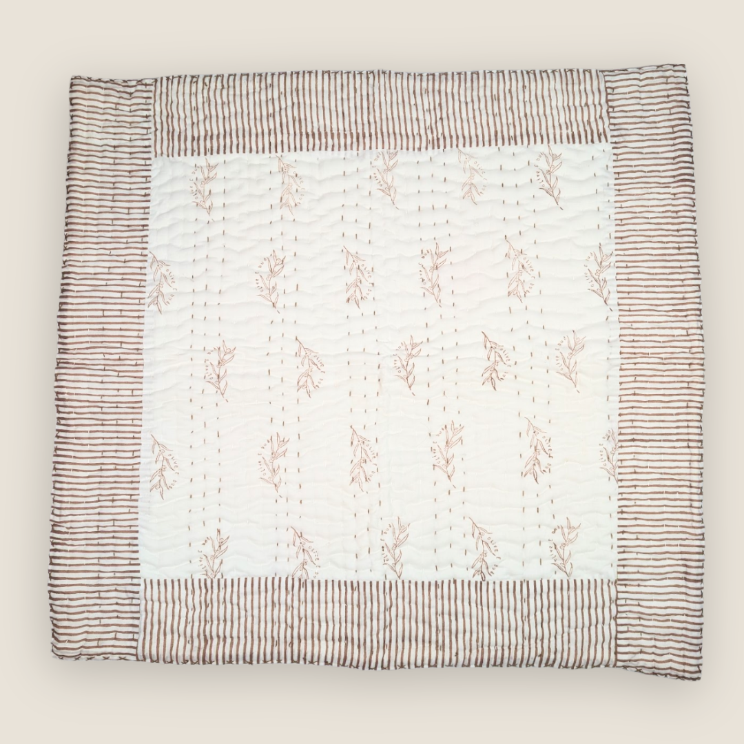 Kantha Bassinet Striped  Blanket | Chocolate