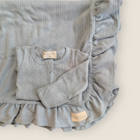 The Pointelle Blanket - Cornflower