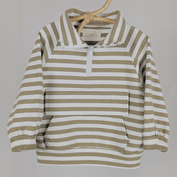 Striped Beach Sweater | White & Khaki