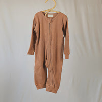 Terracotta Ribbed Footless Sleepsuit