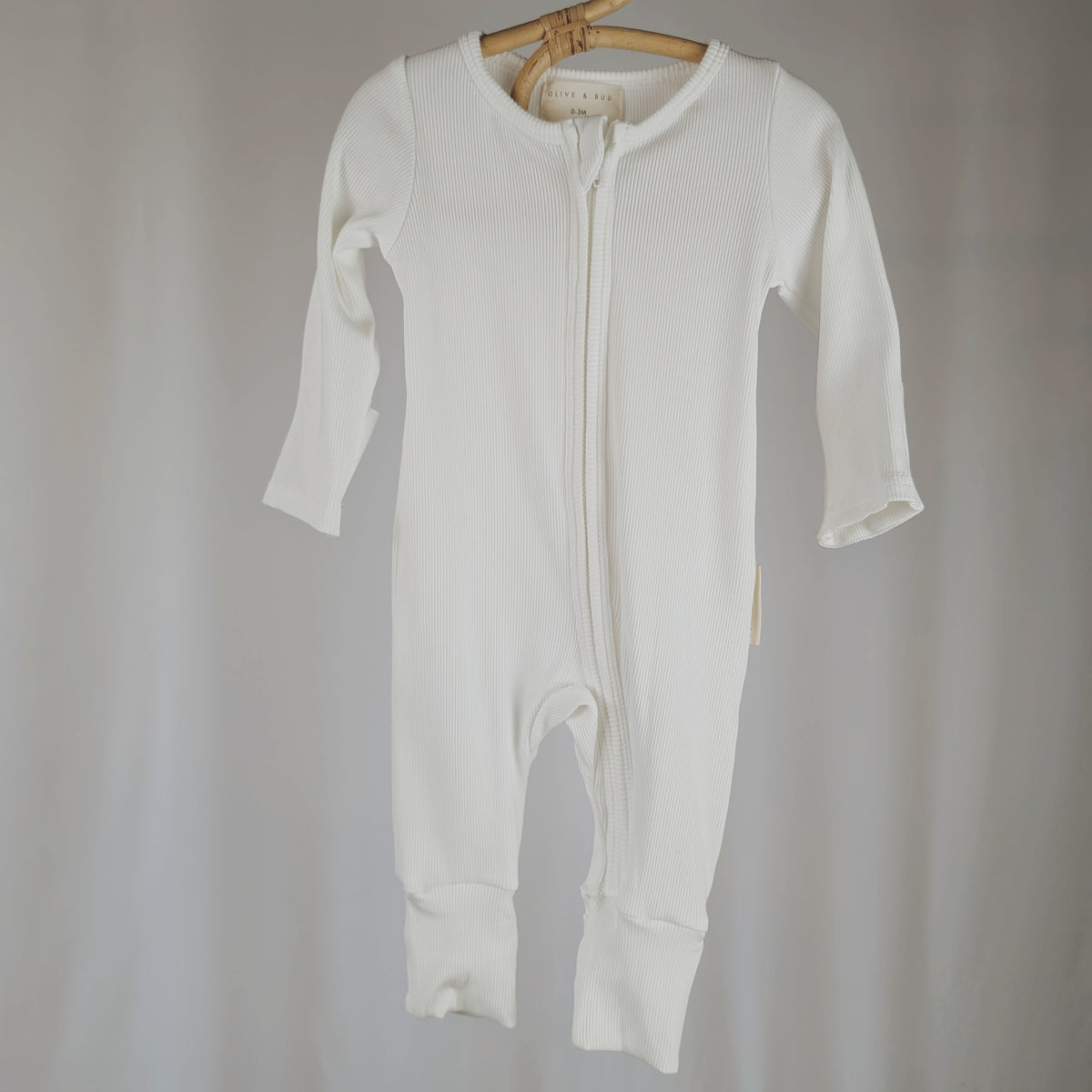 Oyster Ribbed Sleepsuit