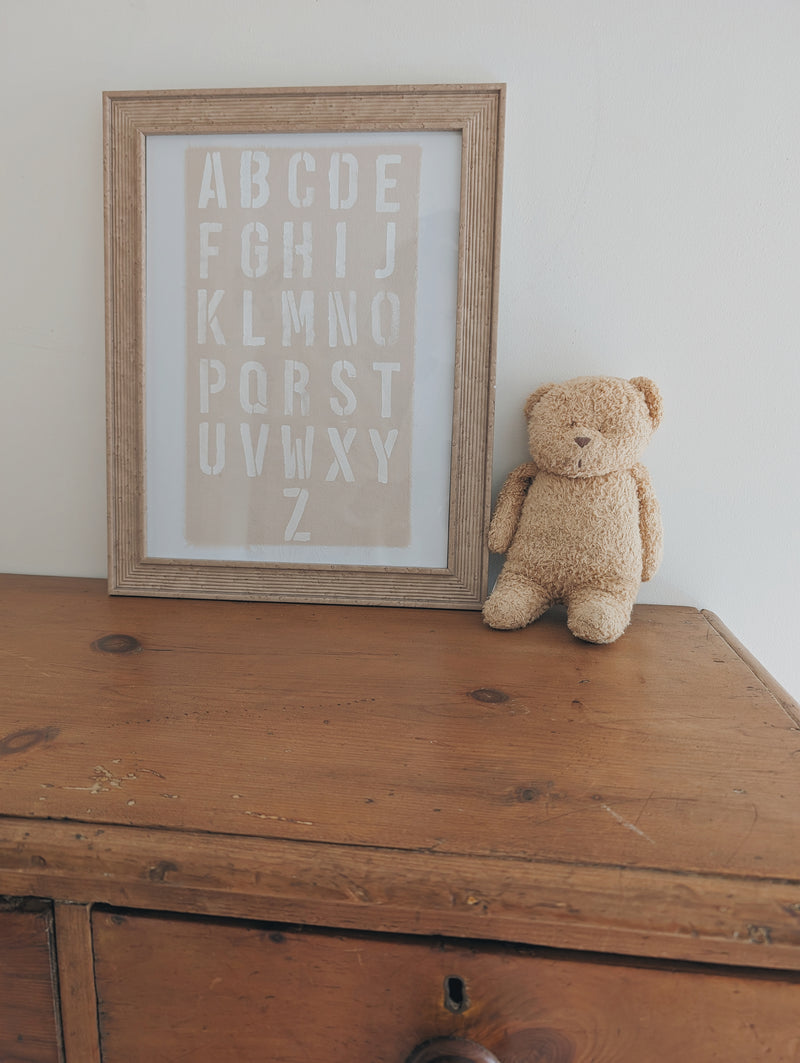 A3 Linen Alphabet WITH frame | Dusty Pink