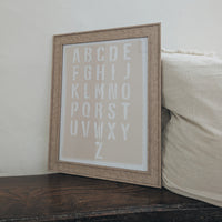 A3 Linen Alphabet WITH frame | Dusty Pink