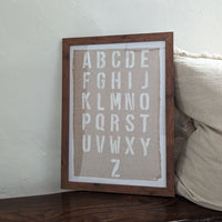 A3 Rustic Linen Alphabet WITH frame