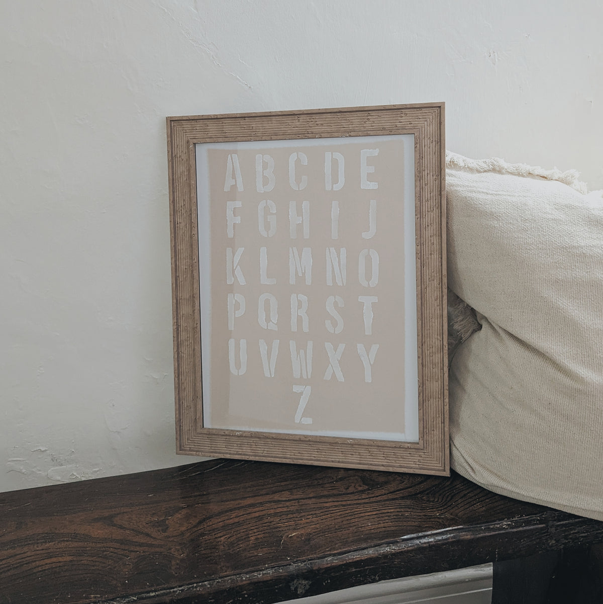 A3 Linen Alphabet WITH frame | Dusty Pink