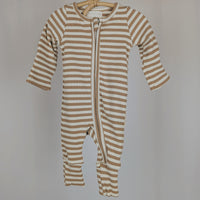 Caramel Striped Ribbed Sleepsuit