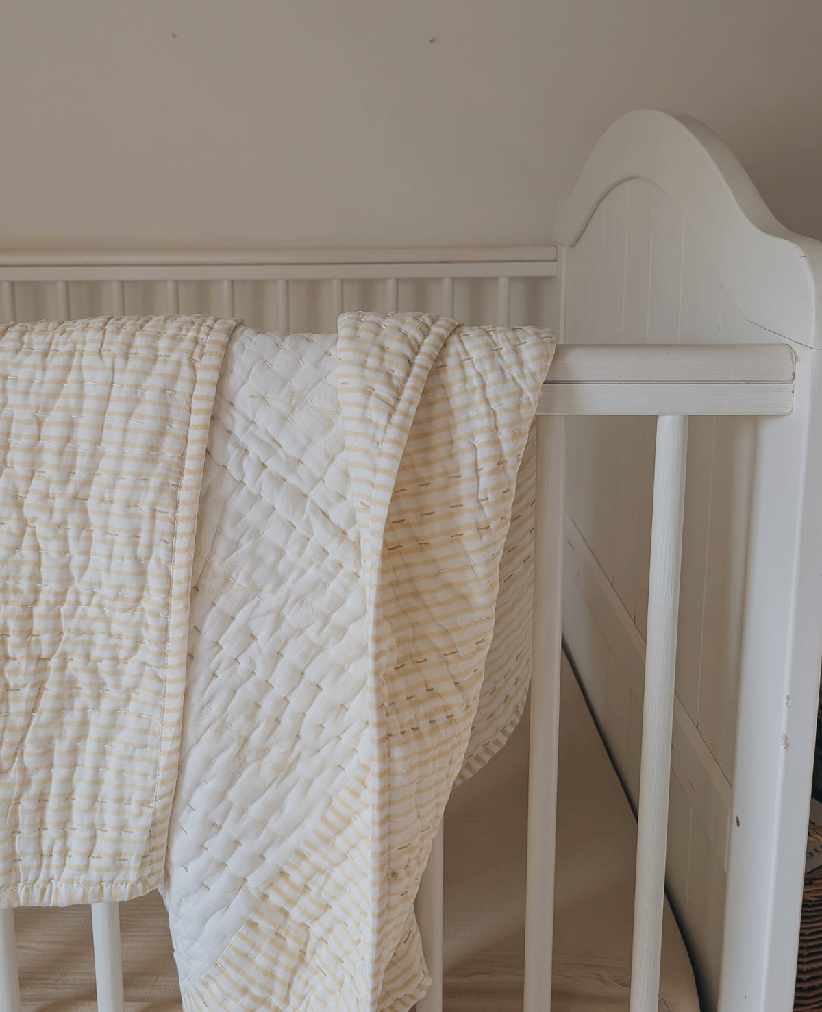 Cot/Bed Striped Blanket Quilt | Yellow