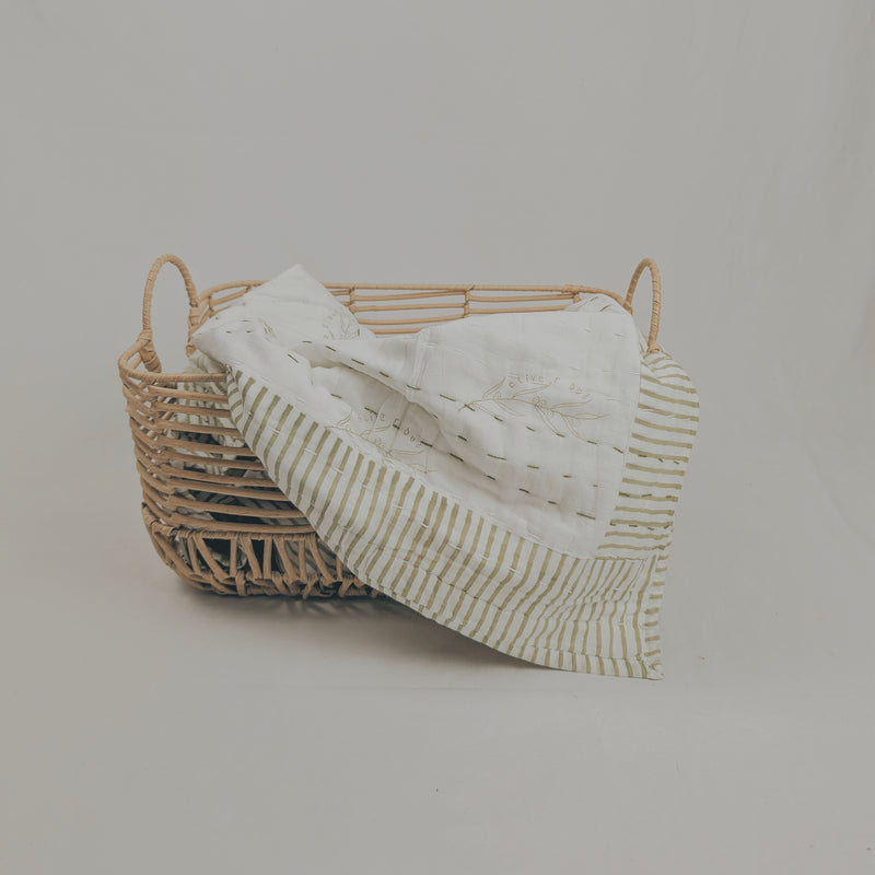 Bassinet Striped  Blanket | Green