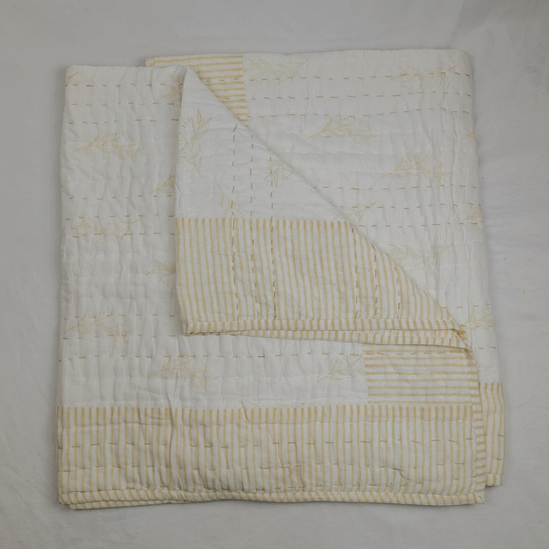 Cot/Bed Striped Blanket Quilt | Yellow