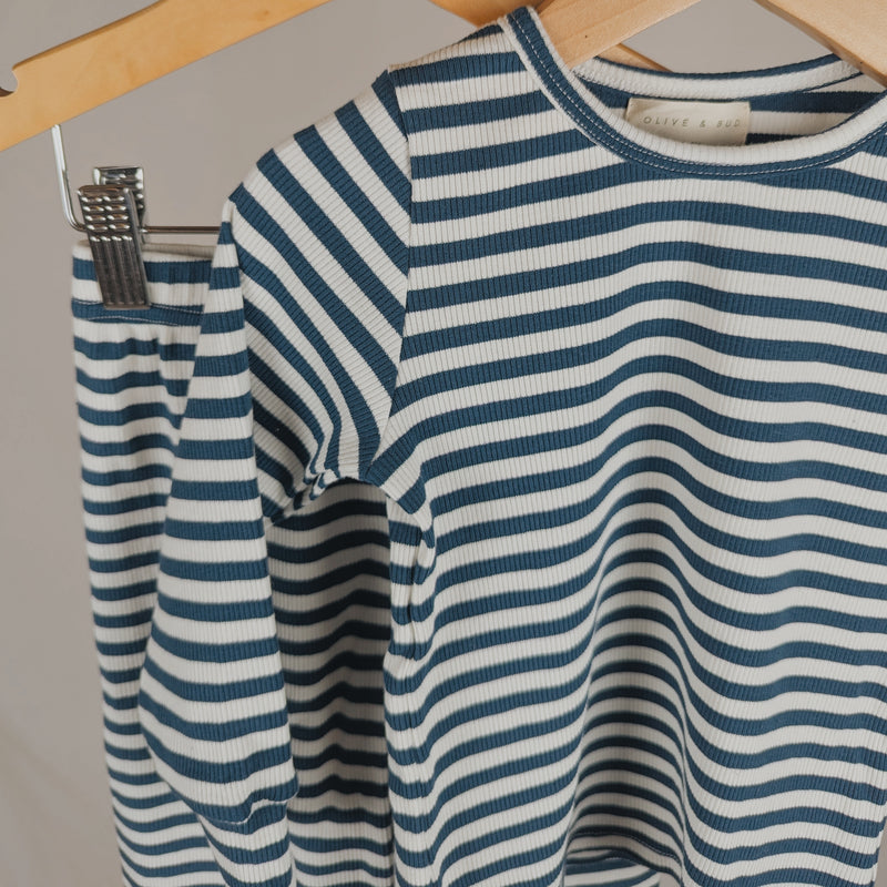 Navy Striped Ribbed Loungewear