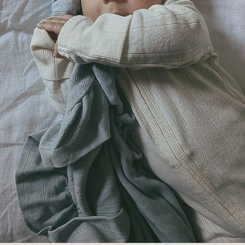 The Pointelle Blanket - Cornflower