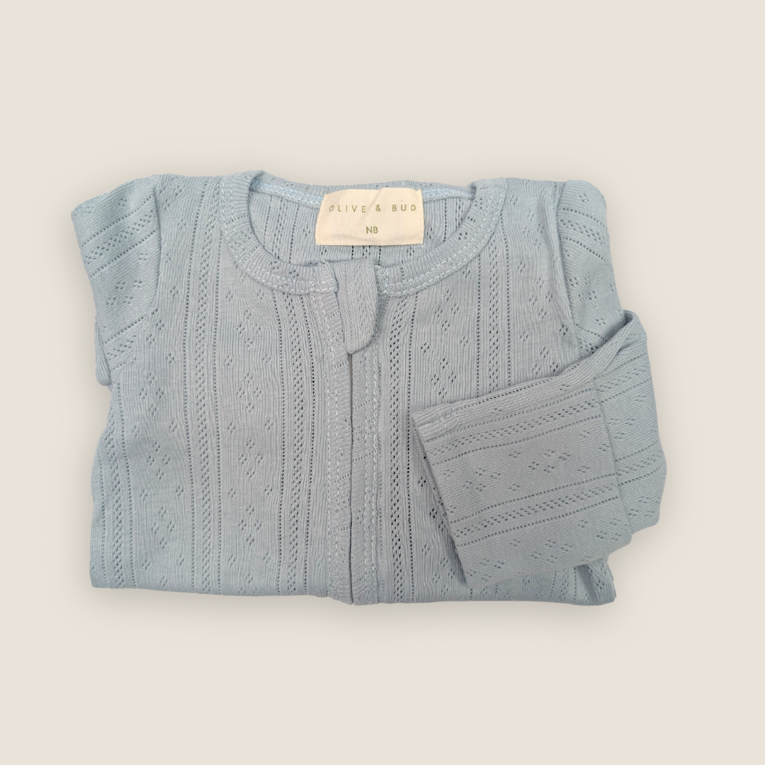 The Pointelle Sleepsuit | Cornflower
