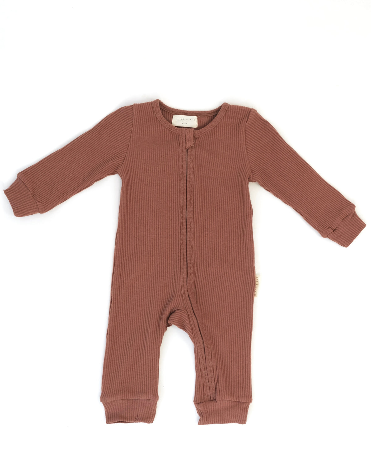 Terracotta Ribbed Footless Sleepsuit